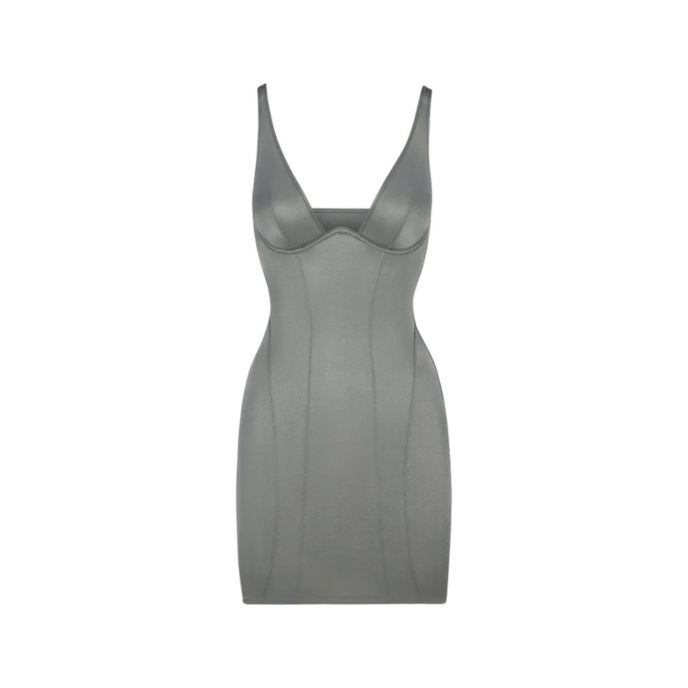 SKIMS GLISSENETTE SLIP DRESS- color THUNDER- size XS- NEW